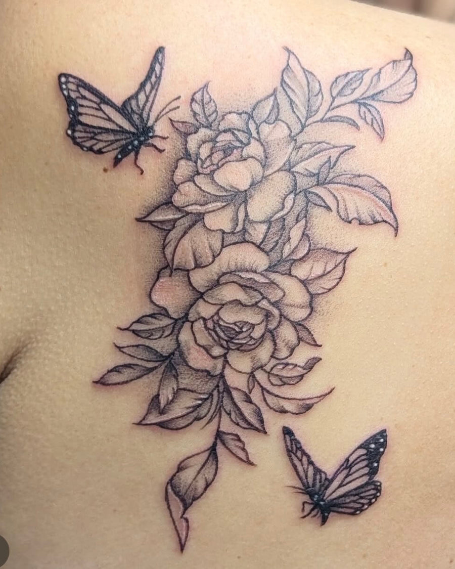 Floral Arrangement with Butterflies