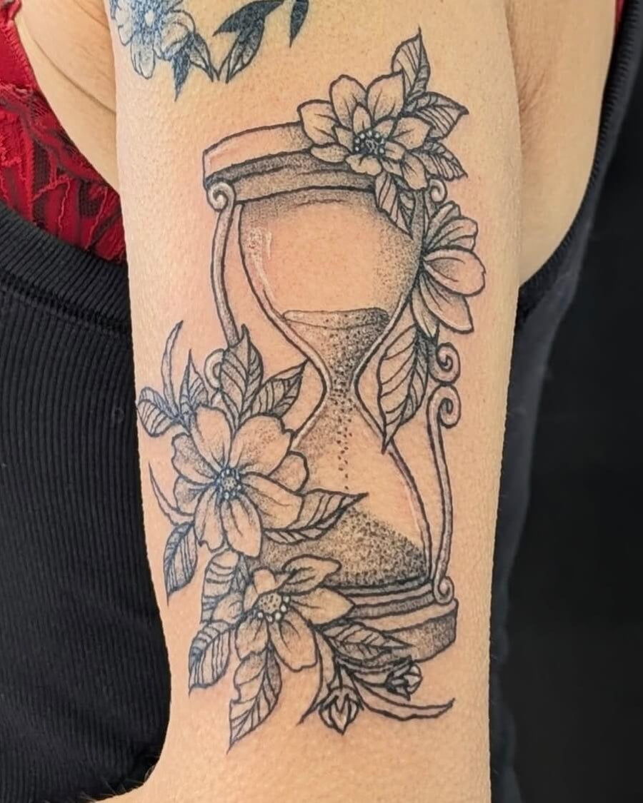 Floral Hourglass with Botanical Accents