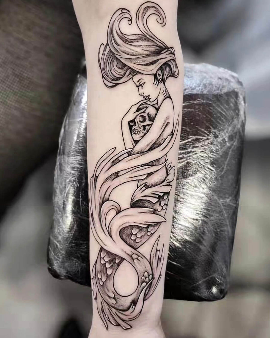 Siren and Skull Forearm Piece