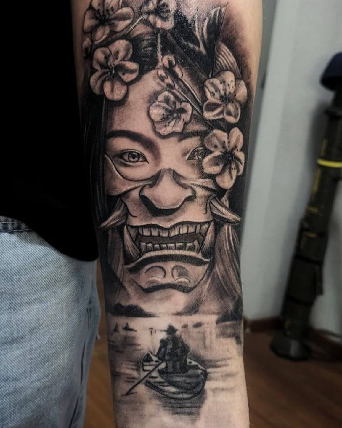 Hannya Mask and Cherry Blossoms