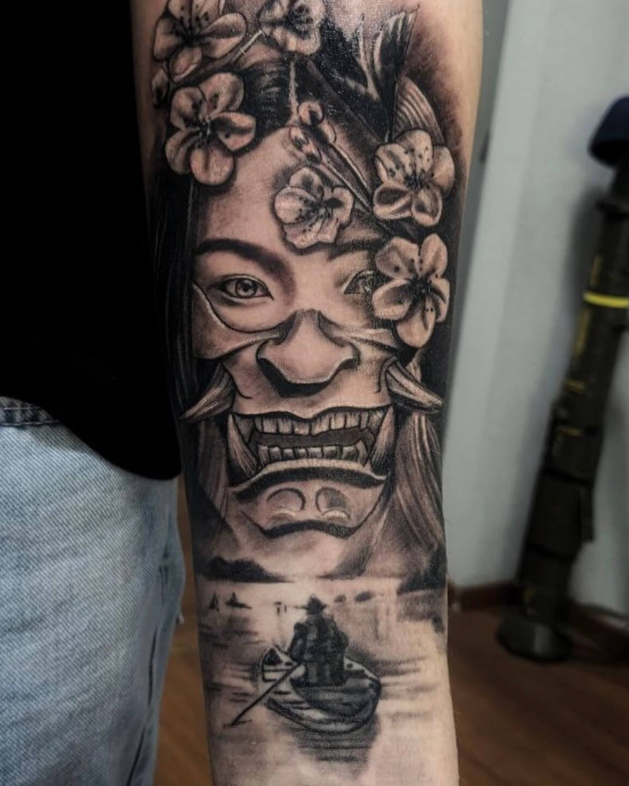 Hannya Mask and Cherry Blossoms