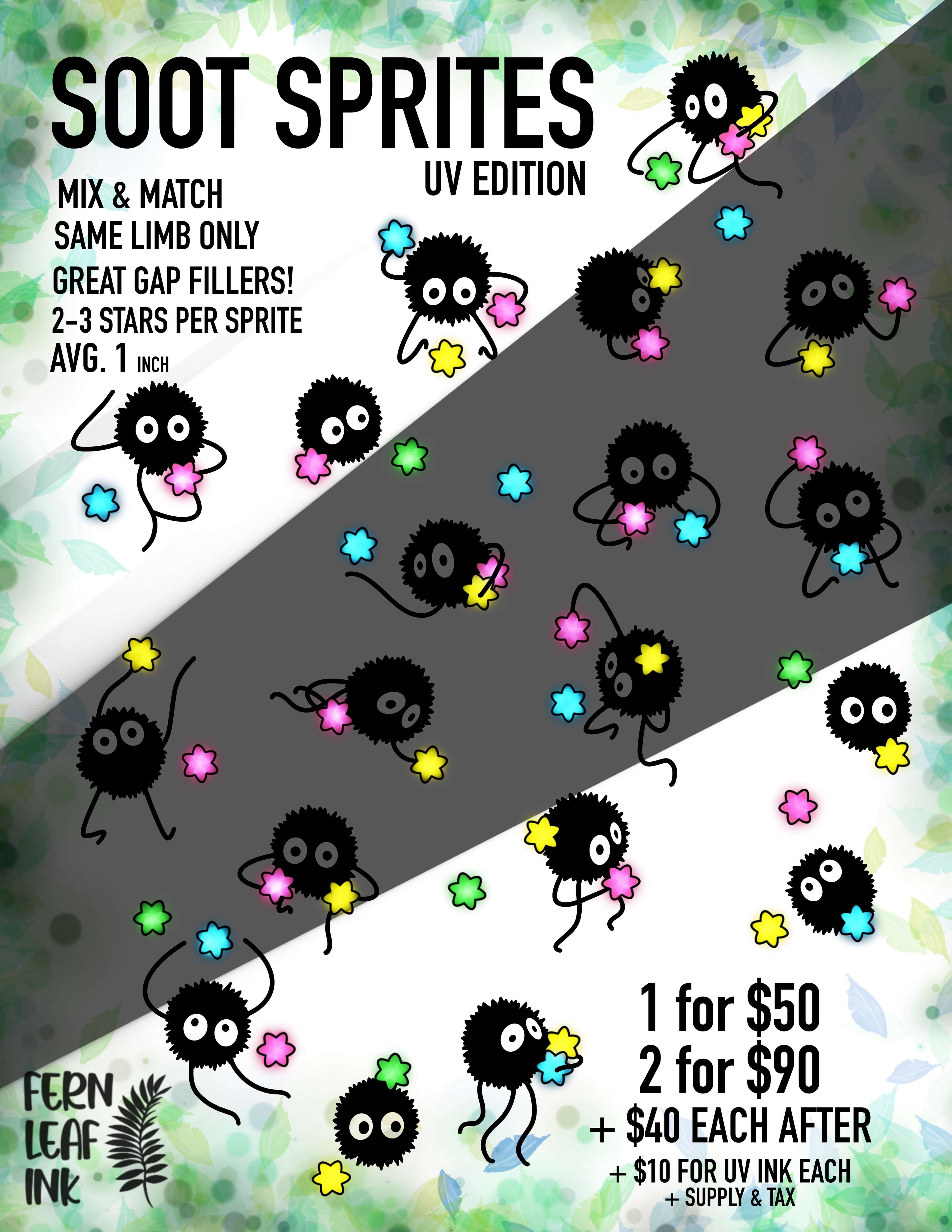Promotional graphic for Soot Sprites with pricing and product details.
