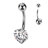Double Prong Set Heart Gem Navel