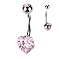 Double Prong Set Heart Gem Navel