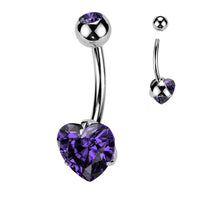Double Prong Set Heart Gem Navel