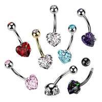 Double Prong Set Heart Gem Navel