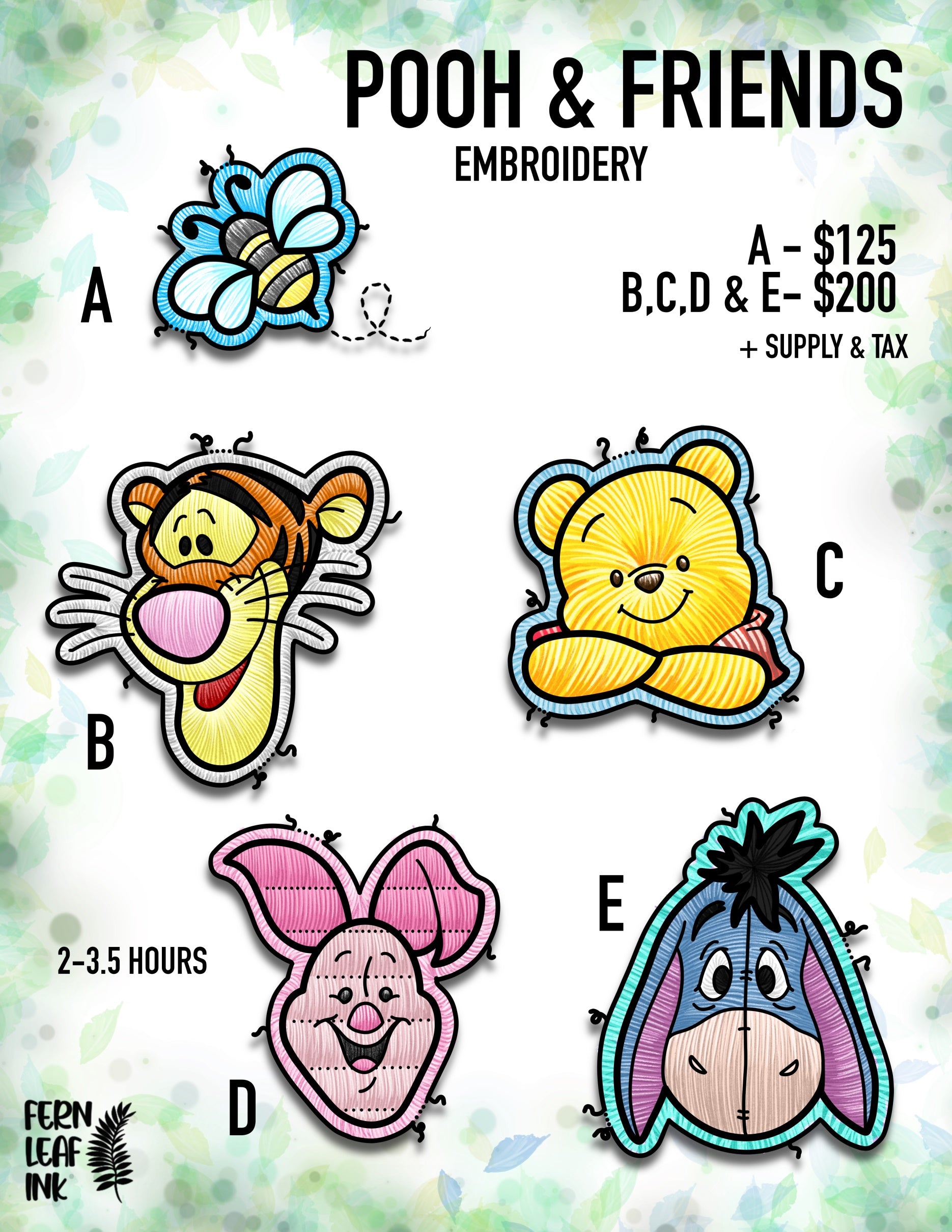 Pooh and Friends Embroidery Style Patches